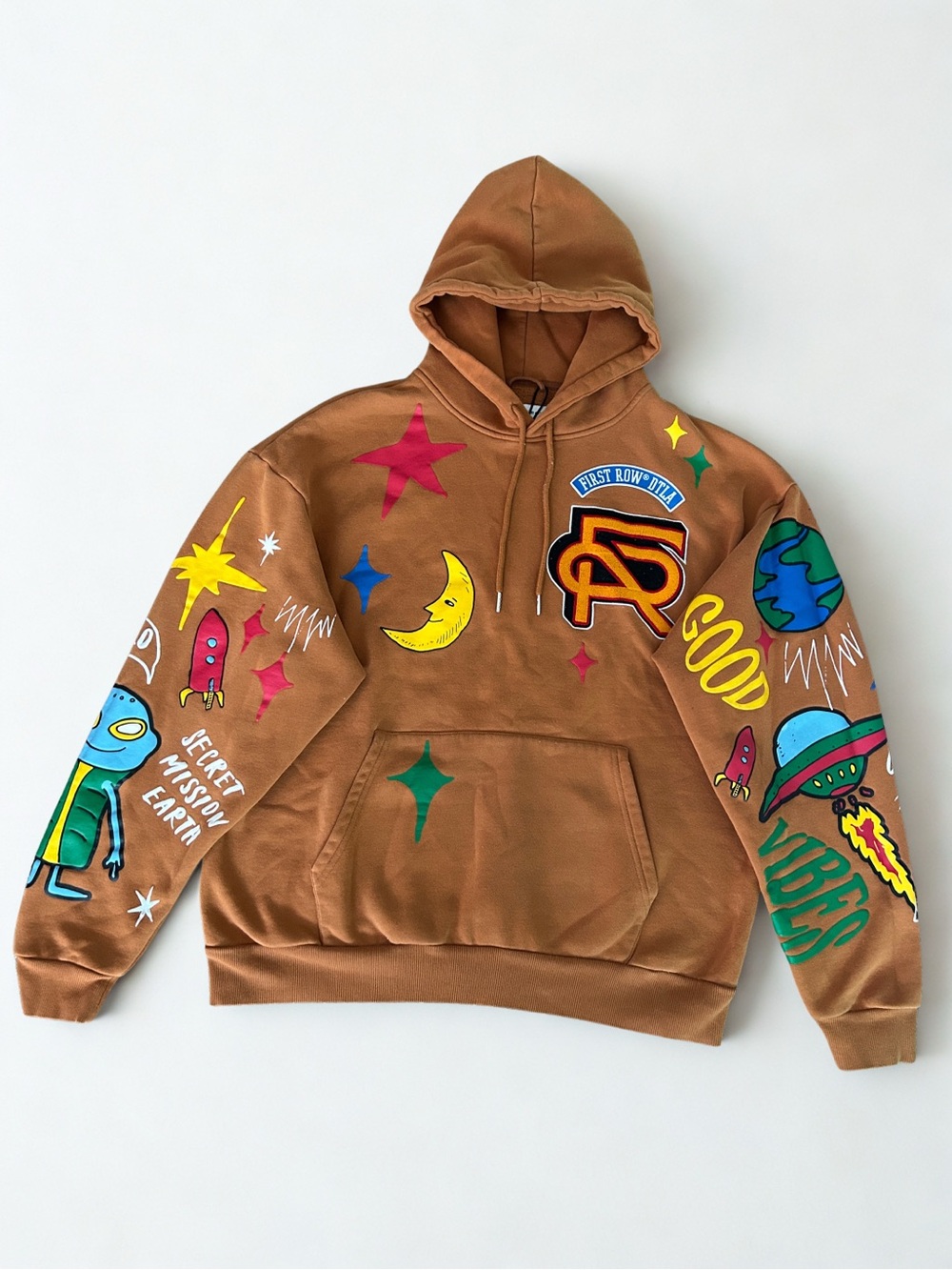 First Row DTLA Brown Graphic Hoodie XL Oversized Streetwear